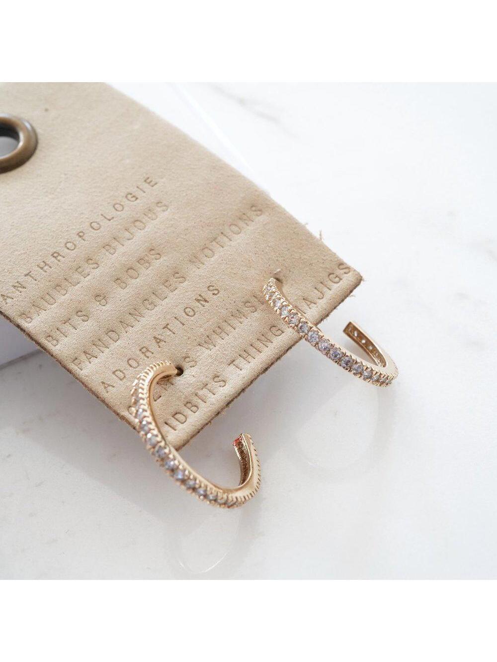 Anthropologie Dainty Crystal Hoop Earrings Gold